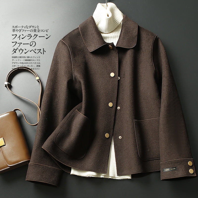 Veste Courte Minimaliste en Laine à Coupe Droite