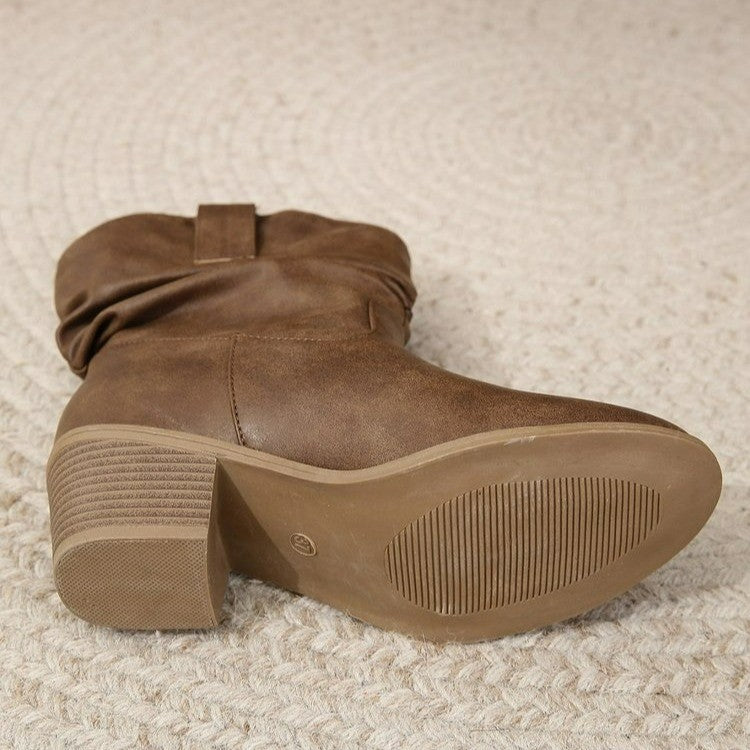 Bottines plissées à franges style Cowboy