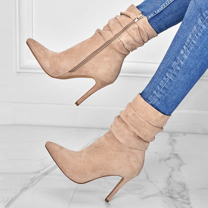 Bottines plissées à talons aiguilles