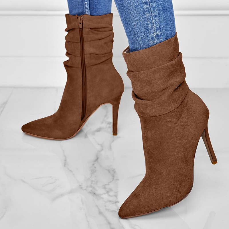 Bottines plissées à talons aiguilles
