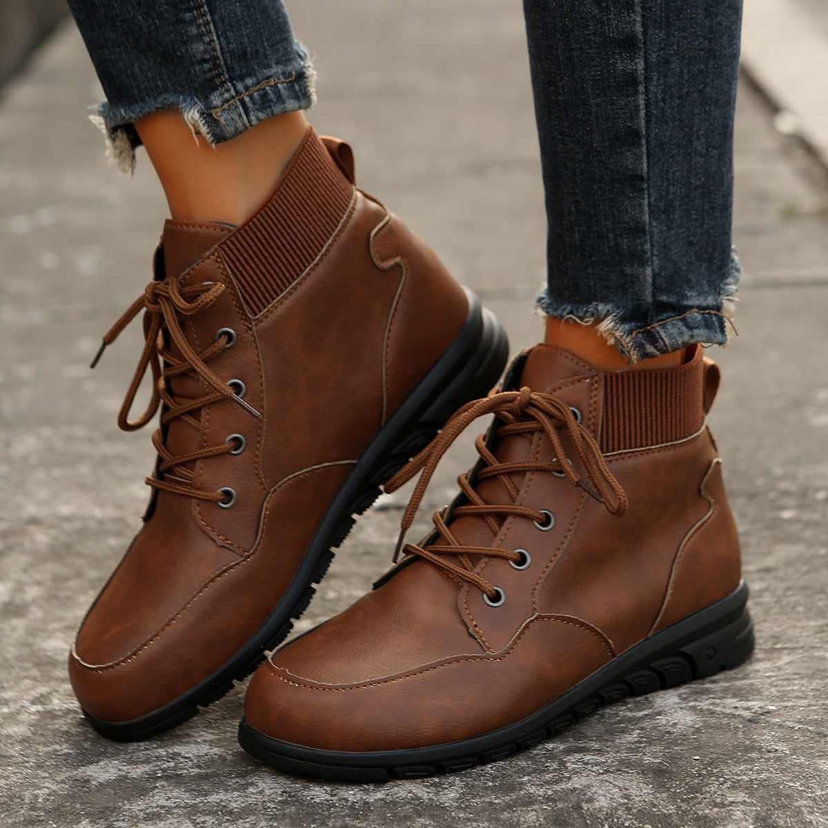 Bottines en Simili-Cuir Confort-Plus