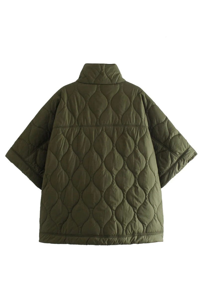 Manteau court matelassé à col montant