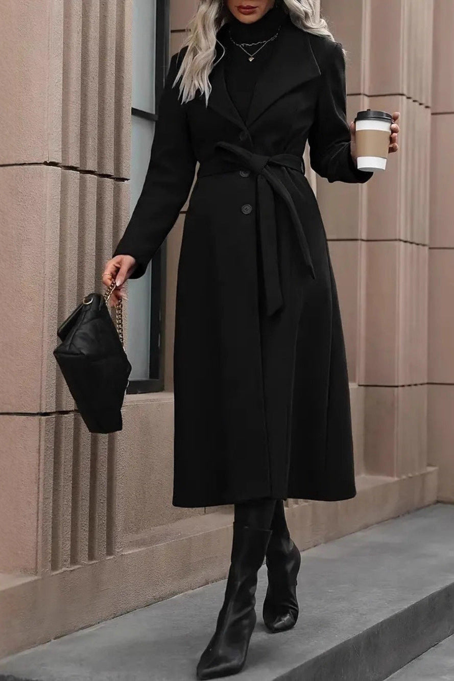 Manteau Long ceinturé à revers