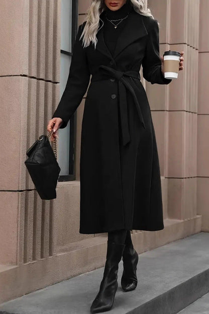 Manteau Long ceinturé à revers