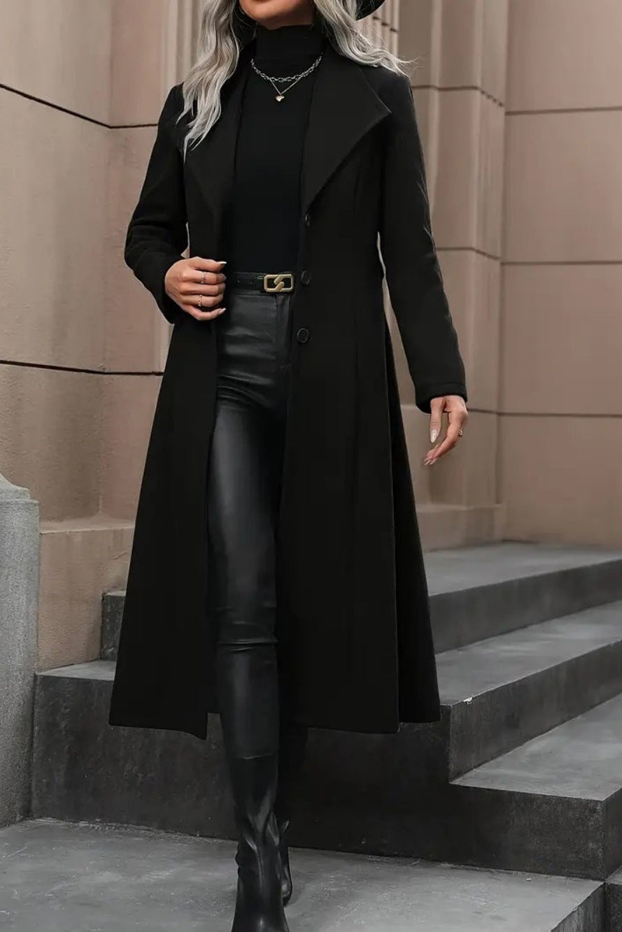 Manteau Long ceinturé à revers