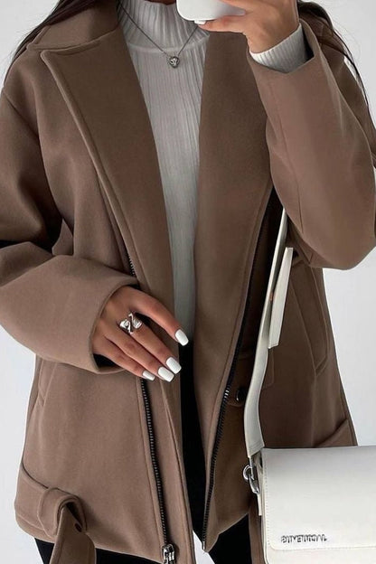 Manteau Court à Fermeture Éclair Latérale