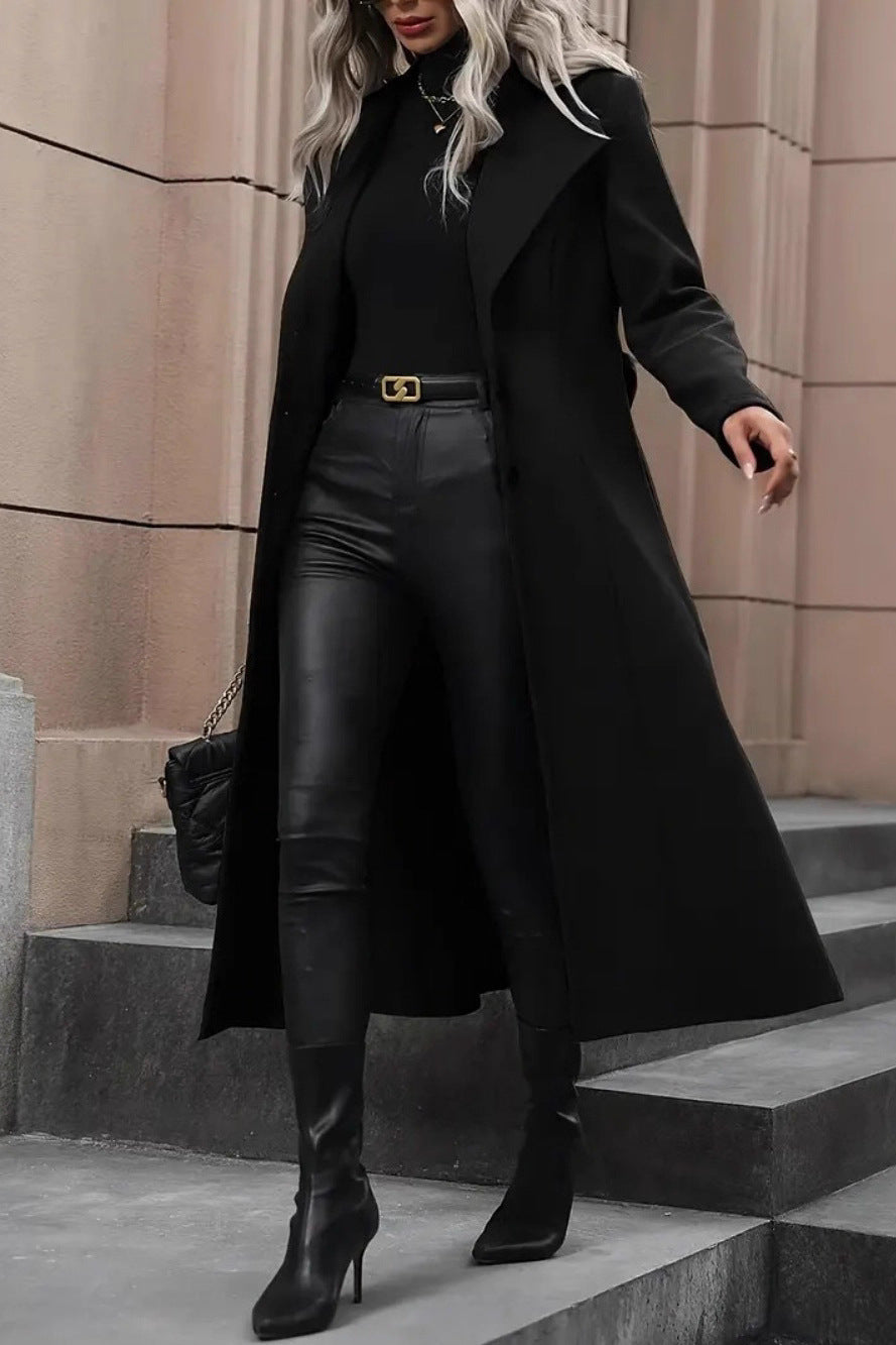 Manteau Long ceinturé à revers