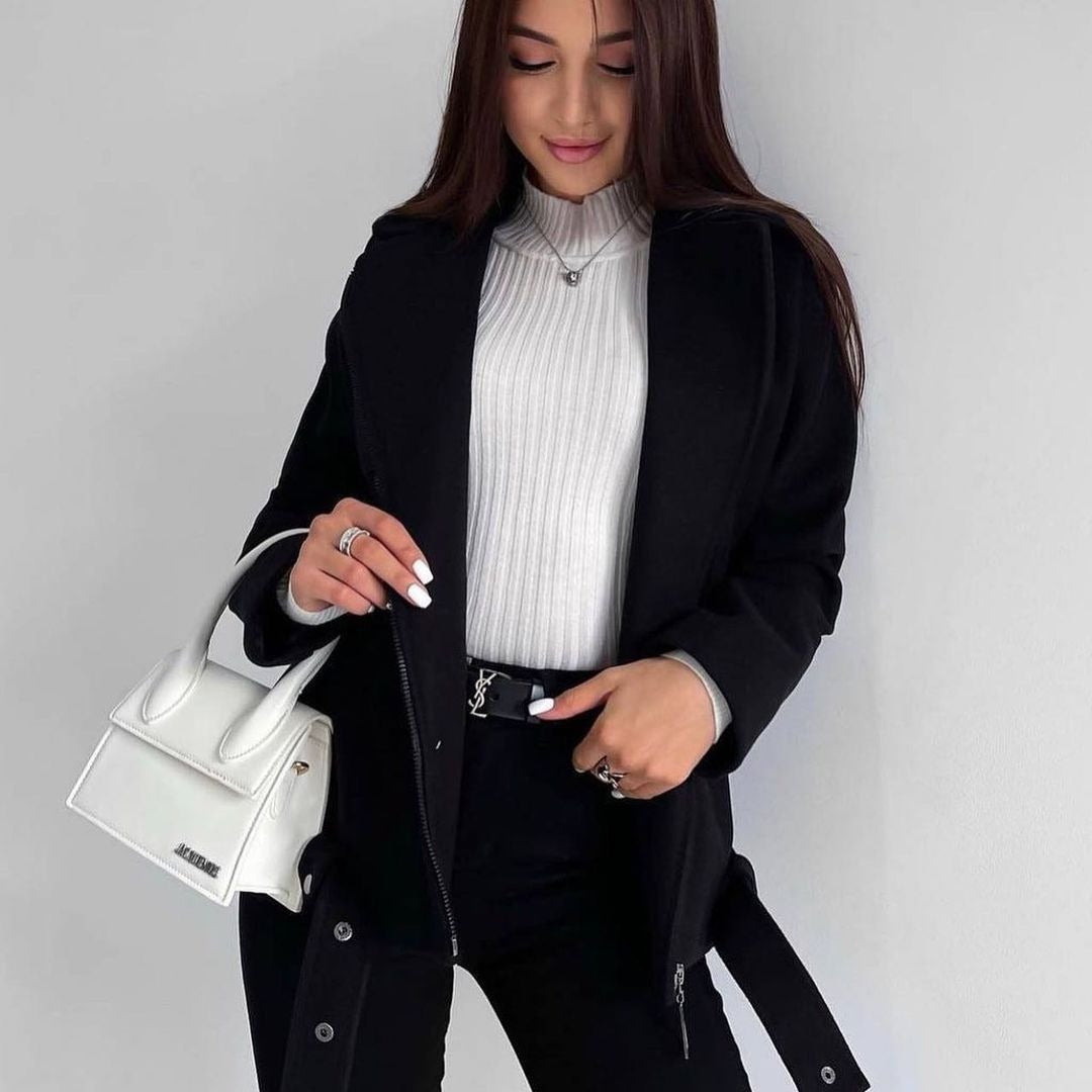 Manteau Court à Fermeture Éclair Latérale