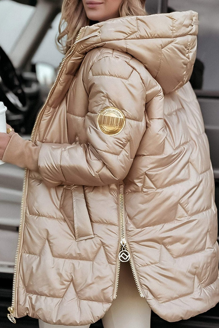 Manteau Puffer Satiné à Capuche