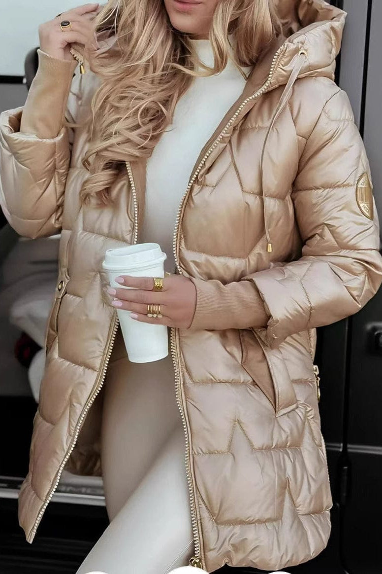 Manteau Puffer Satiné à Capuche