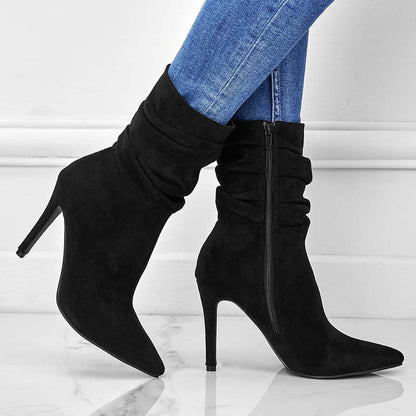 Bottines plissées à talons aiguilles