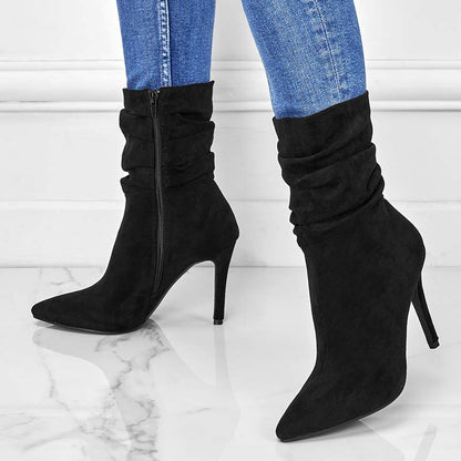 Bottines plissées à talons aiguilles