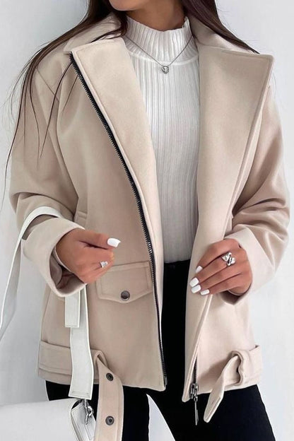 Manteau Court à Fermeture Éclair Latérale