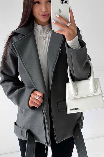Manteau Court à Fermeture Éclair Latérale
