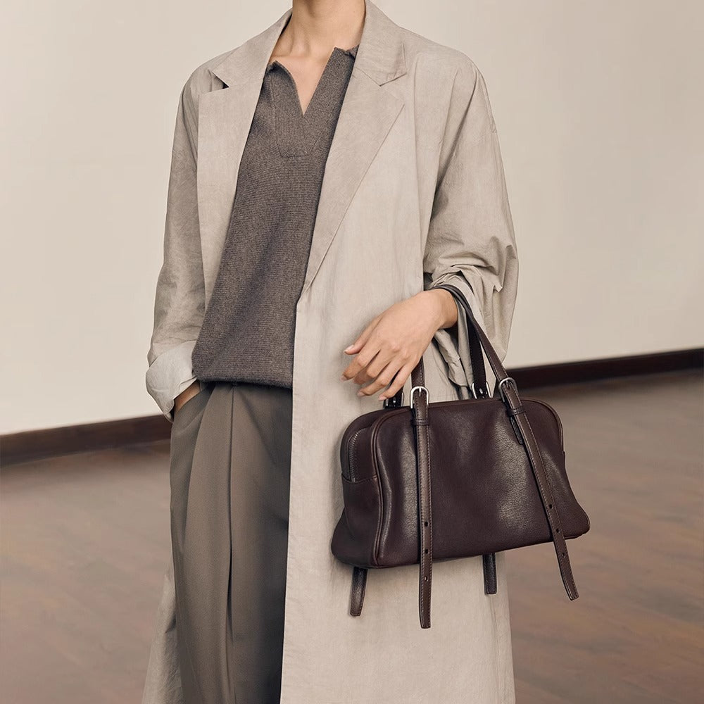 Sac bandoulière rétro en cuir véritable – style décontracté