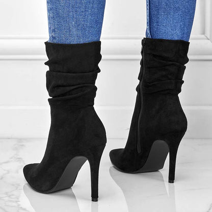 Bottines plissées à talons aiguilles