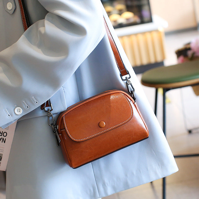 Sac à Bandoulière Compact en Cuir Glacé