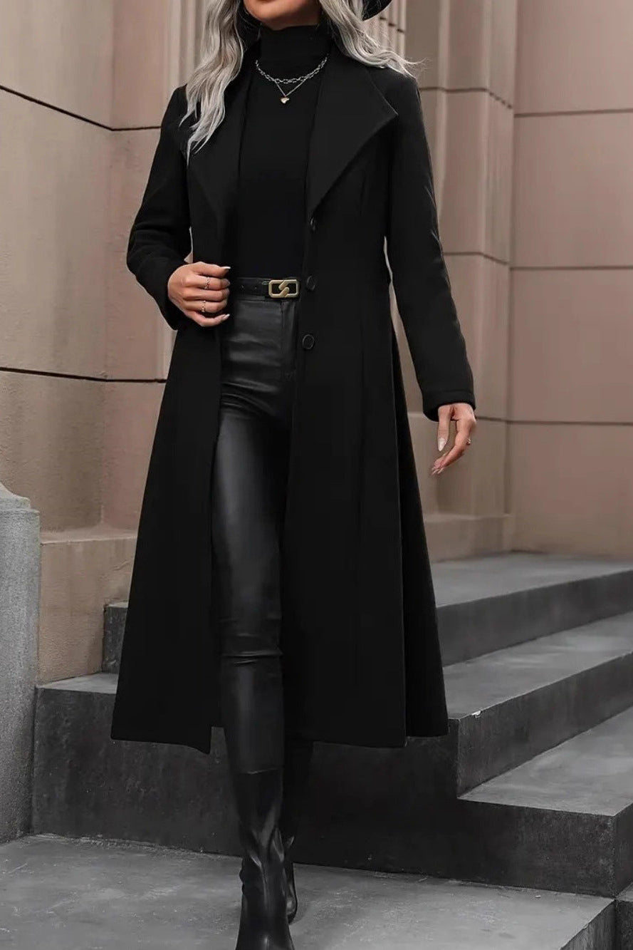 Manteau Long ceinturé à revers