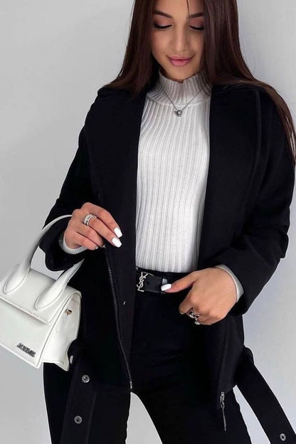 Manteau Court à Fermeture Éclair Latérale